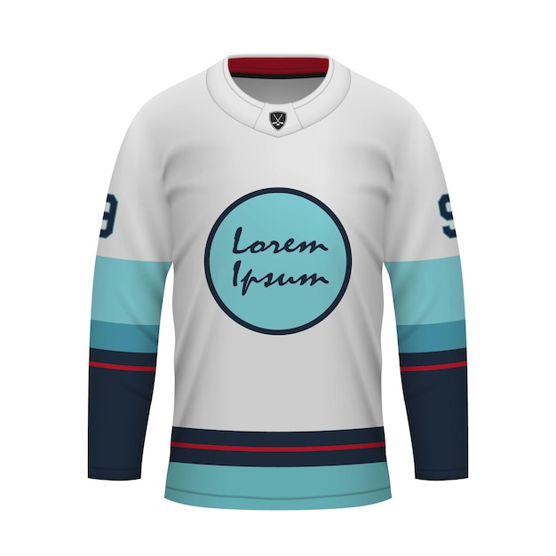 Realistic Ice Hockey away jersey Seattle shirt template