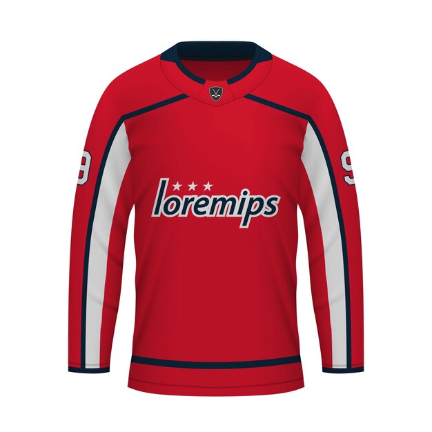 Realistic Ice Hockey shirt of Washington jersey template