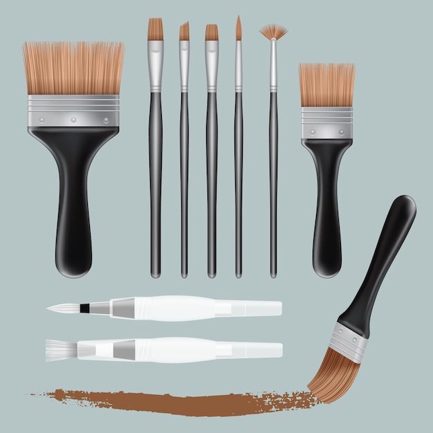 Realistic illustration of brush paint mockups for web