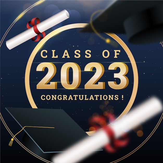 Realistic illustration for class of 2023 graduation