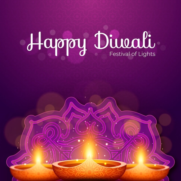 Realistic illustration for diwali festival celebration