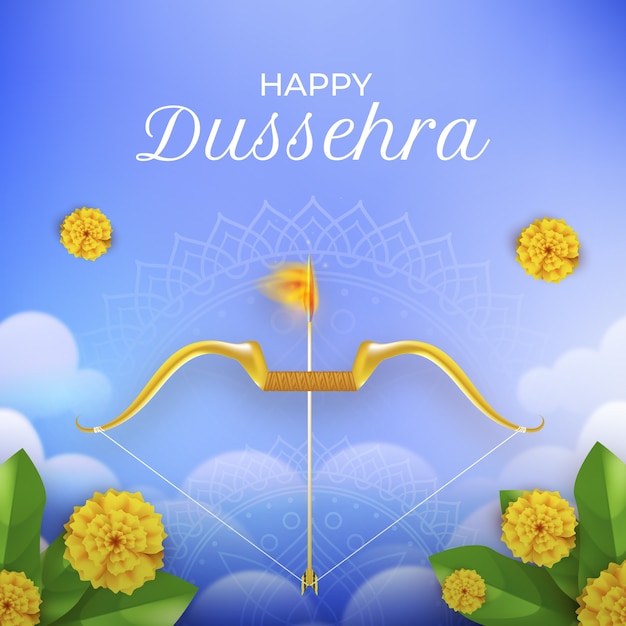 Realistic illustration for dussehra festival celebration