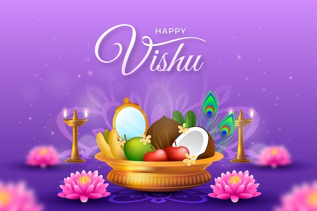 Realistic illustration for hindu vishu festival celebration