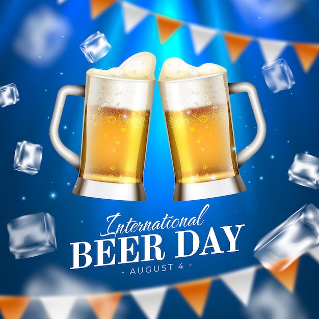 Realistic illustration for international beer day celebration