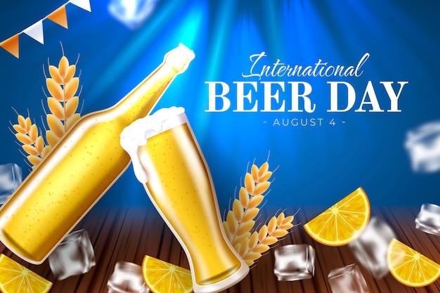 Realistic illustration for international beer day celebration