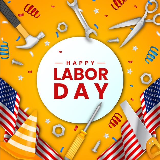 Realistic illustration for labor day celebration