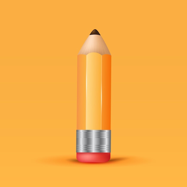 Realistic illustration with yellow pencil wood Rubber pencil eraser Vector illustration design