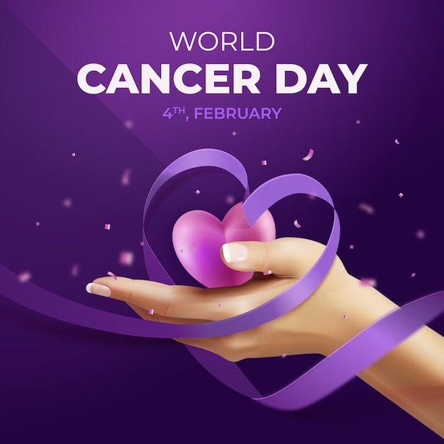 Vector realistic illustration for world cancer day awareness