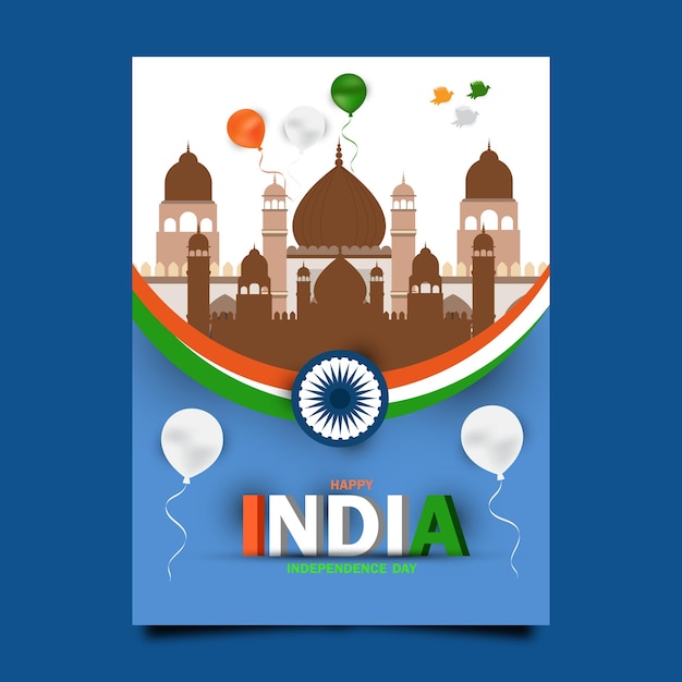 Vector realistic india independence day vertical poster template