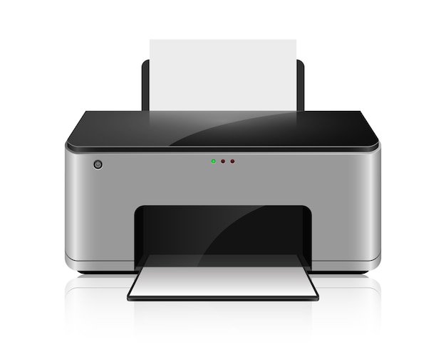 Realistic inkjet printer  isoalted on white background