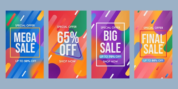 Realistic instagram sale stories collection