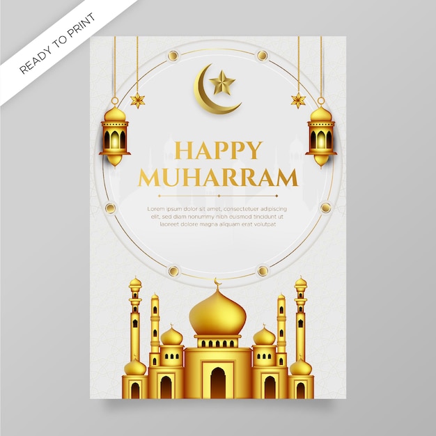 Realistic islamic new year poster concept Premium Vector