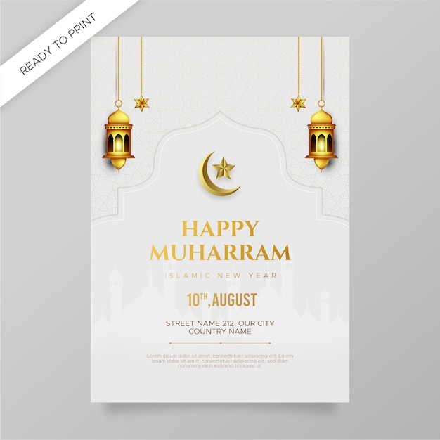 Realistic islamic new year poster concept Premium Vector