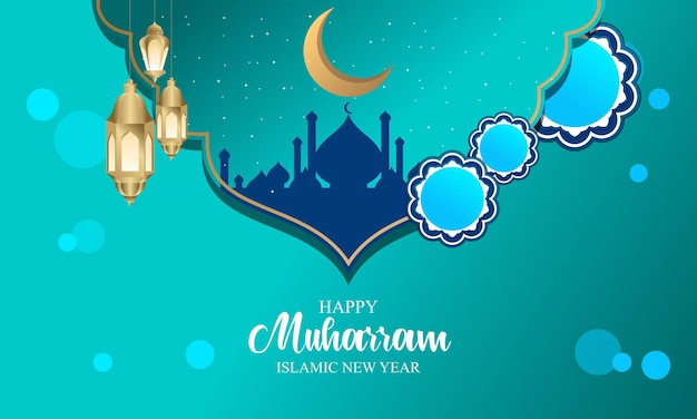 Realistic islamic new year poster concept