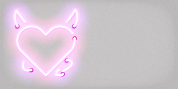 realistic isolated neon sign of Devil heart