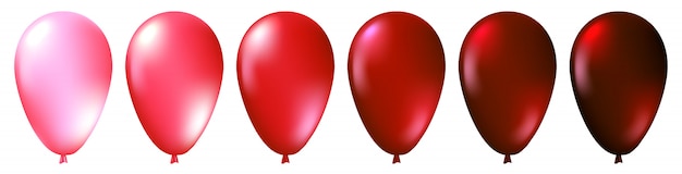 Realistic isolated red balloons