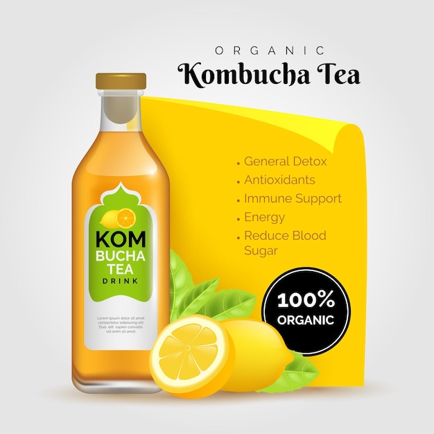 Realistic kombucha tea ad