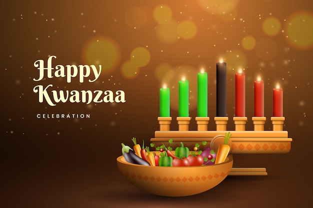 Realistic kwanzaa background