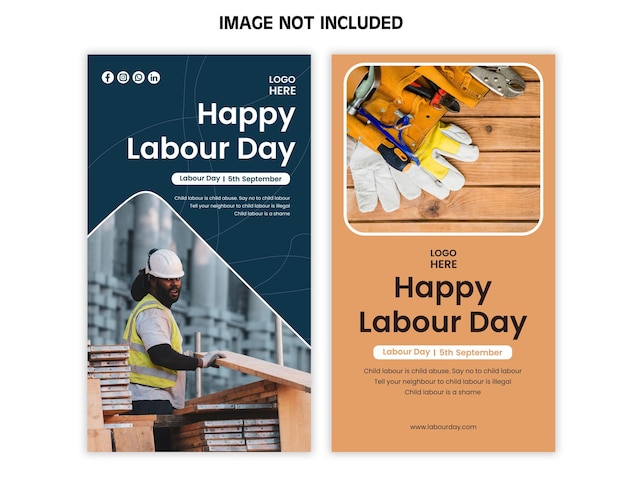 Vector realistic labor day instagram post collection