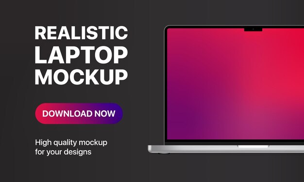 Vector realistic laptop mockup with blank screen download now button can be used for business advertising or marketing vector illustration