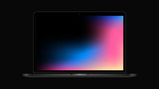 Realistic Laptop with Gradient Screen Mockup. Vector illustration