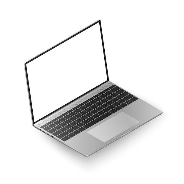 Realistic laptop with white display for your data