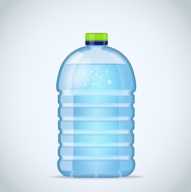 Realistic large bottle with clean blue water