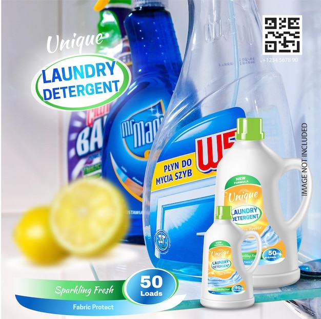 Realistic laundry detergent poster