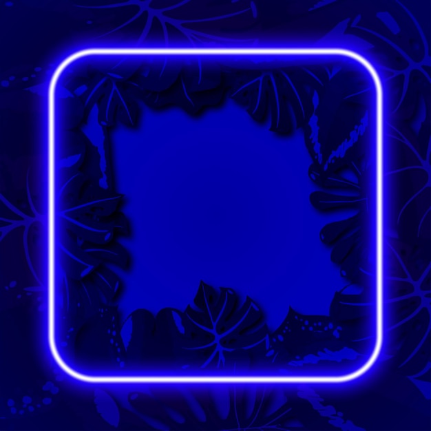 Realistic Leaves with Neon Frame Vector