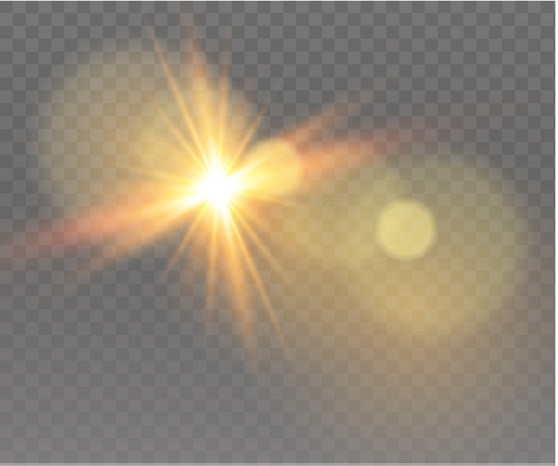 Realistic Lens Flare Elements Collection. Light Effect Transparent Design.yellow glowing light explodes.