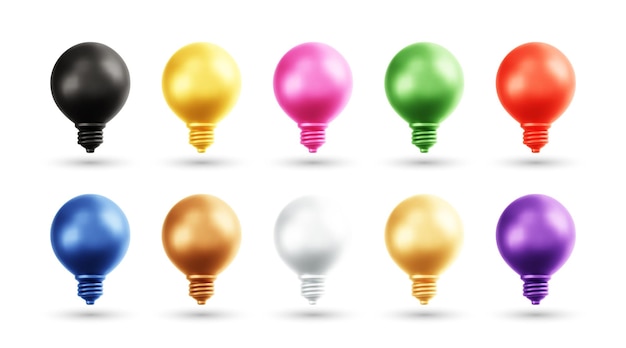 Realistic light bulb set 3d vector illustration