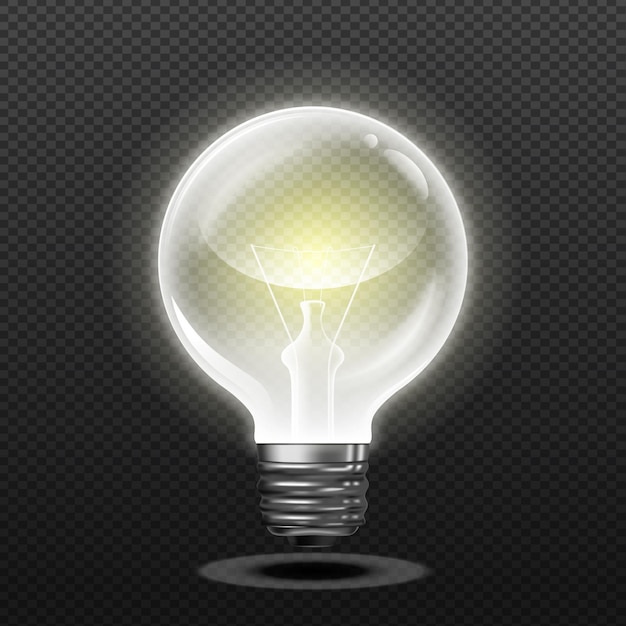 Vector realistic light bulb with electricity