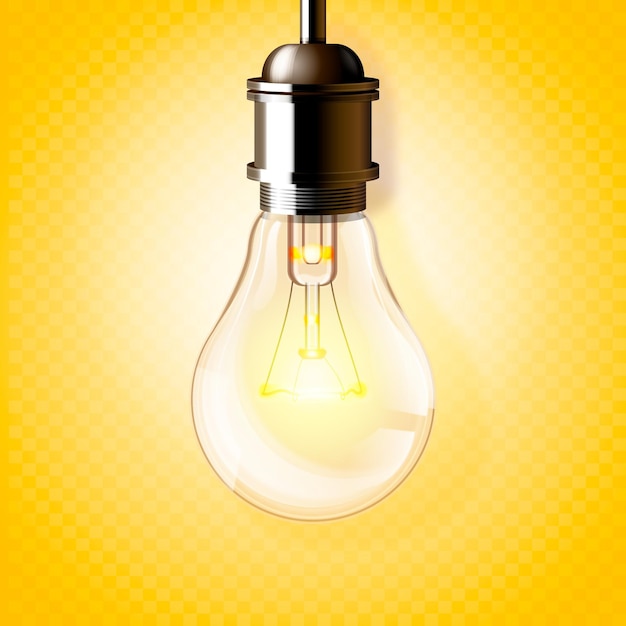 Realistic light bulb with electricity