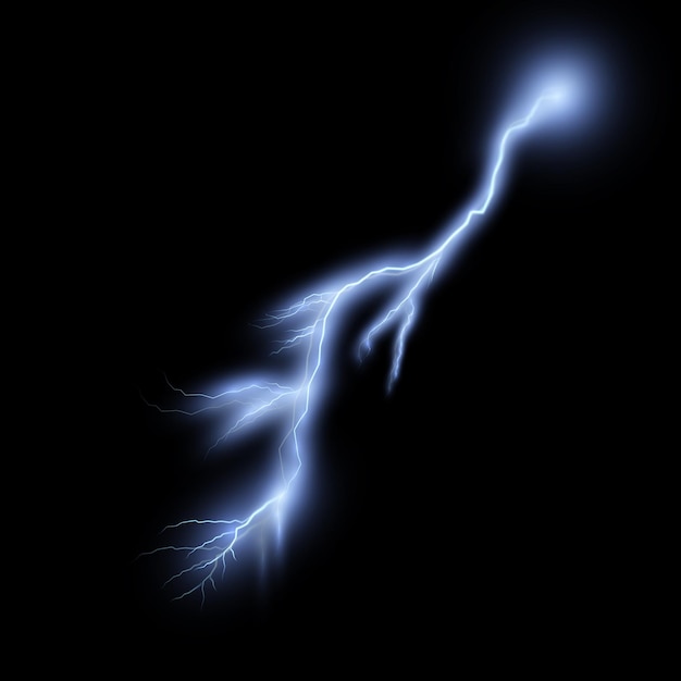 Realistic lightning, thunderstorm, inclement weather, electrical energy discharge.