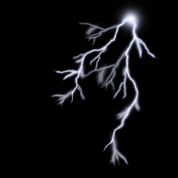 Realistic lightning, thunderstorm, inclement weather, electrical energy discharge.