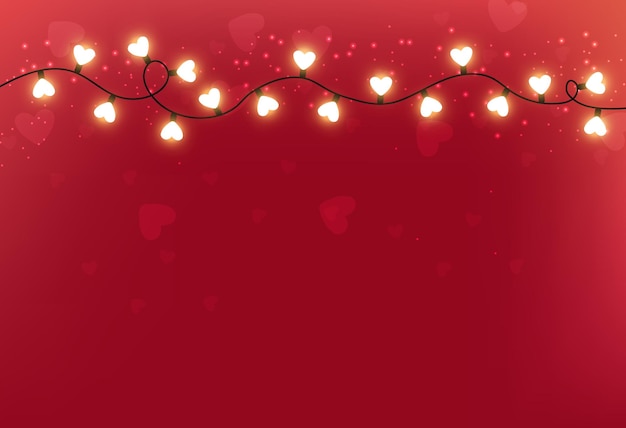 Realistic lights, party banner, happy valentine's day, love card, celebration background vector