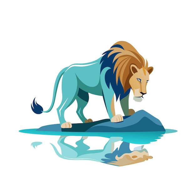 Realistic Lion Vector Illustration Concept