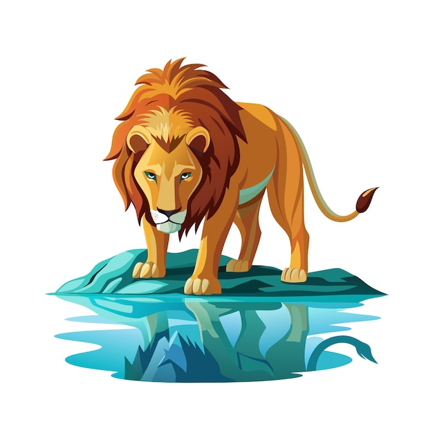 Realistic Lion Vector Illustration Concept