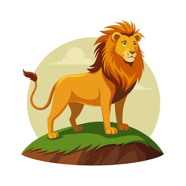 Realistic Lion Vector Illustration Concept