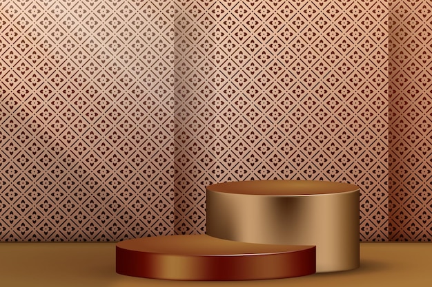 Realistic luxury 3D golden podium for display product