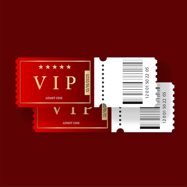 Realistic Luxury ticket vector set. Golden vip ticket isolated on background. Vector illustrat