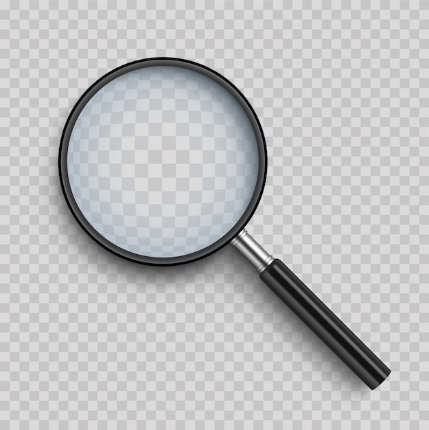 Realistic Magnifying glass with shadow on transparent