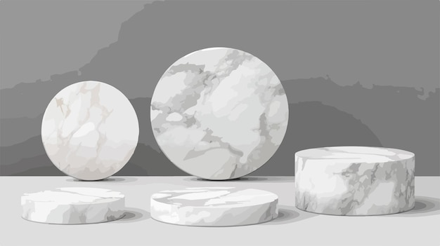 Vector realistic marble podium collection for presentations and displays