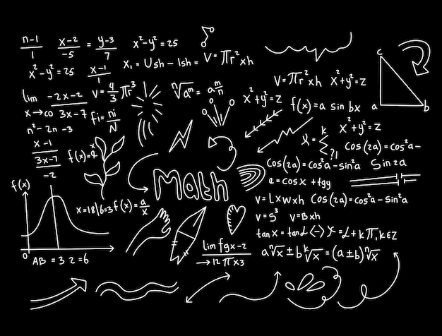 Vector realistic math chalkboard background illustration