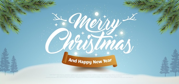 Realistic merry christmas and happy new year background with christmas decoration elements