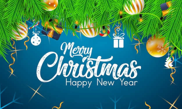 Realistic merry christmas and happy new year design background