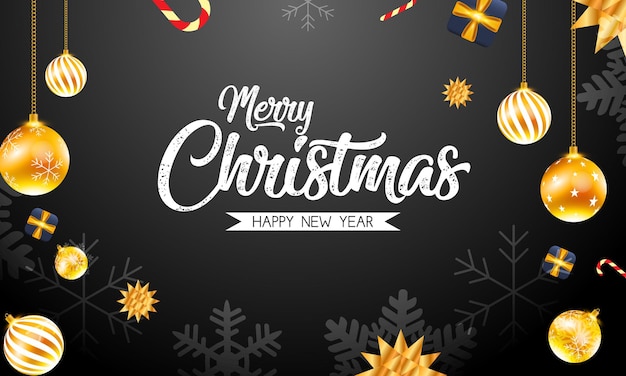 Realistic merry christmas and happy new year design background