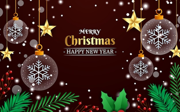 Realistic merry christmas and new year background