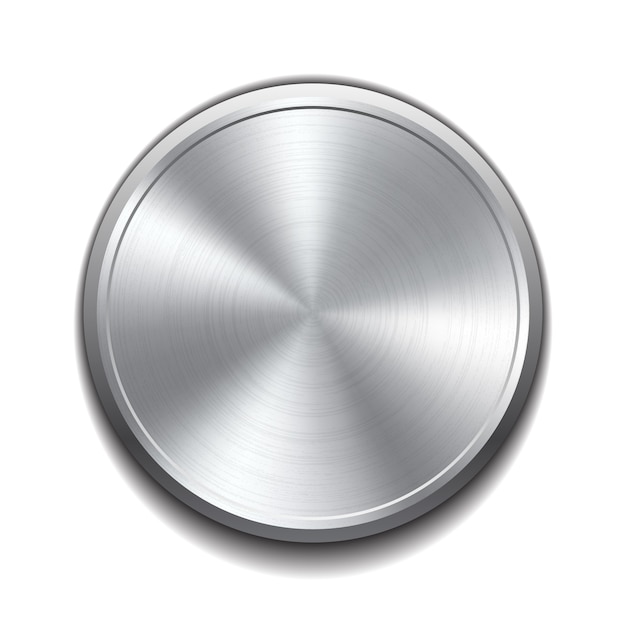 Realistic metal button with circular processing.  illustration