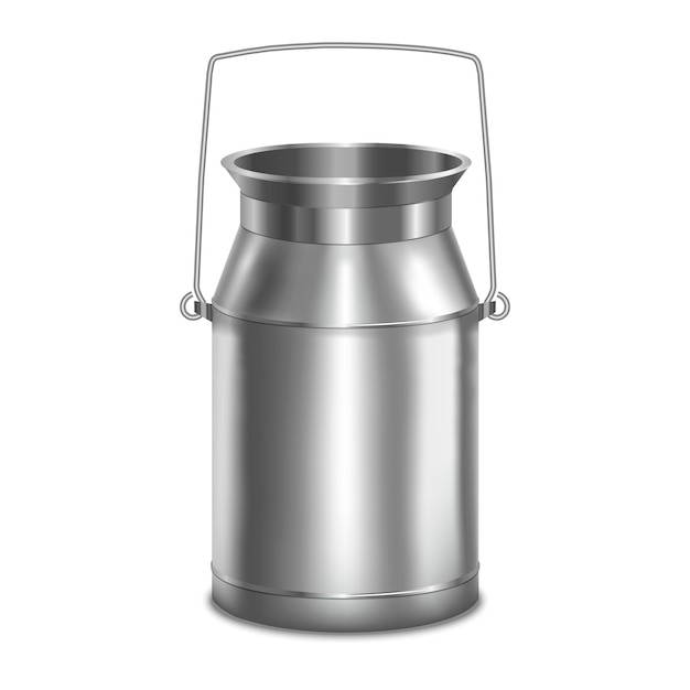 Realistic Metal Shiny Milk Container Traditional Can